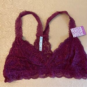 S/M ANEMONE Maroon Racerback Lace Bralette